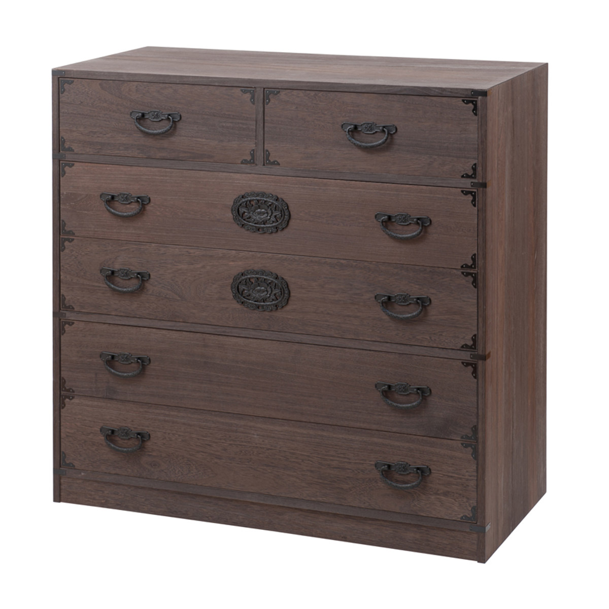 焼桐タンス 5段 民芸調 桐箪笥 日本製 幅100cm （ 桐タンス タンス