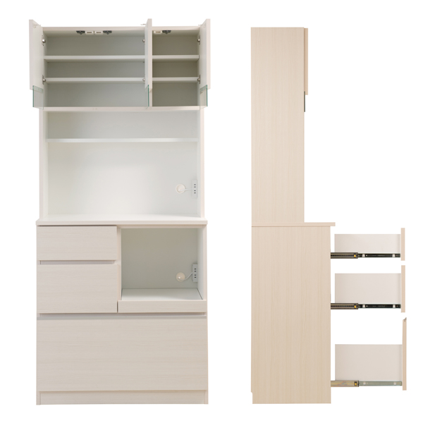 食器棚 キッチンボード 北欧風 Sugar 約幅90cm （ カップボード