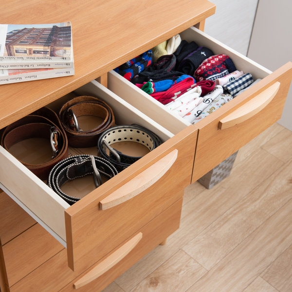 ハイチェスト 5段6杯 北欧モダン 天然木取っ手 日本製 幅70cm （ 収納