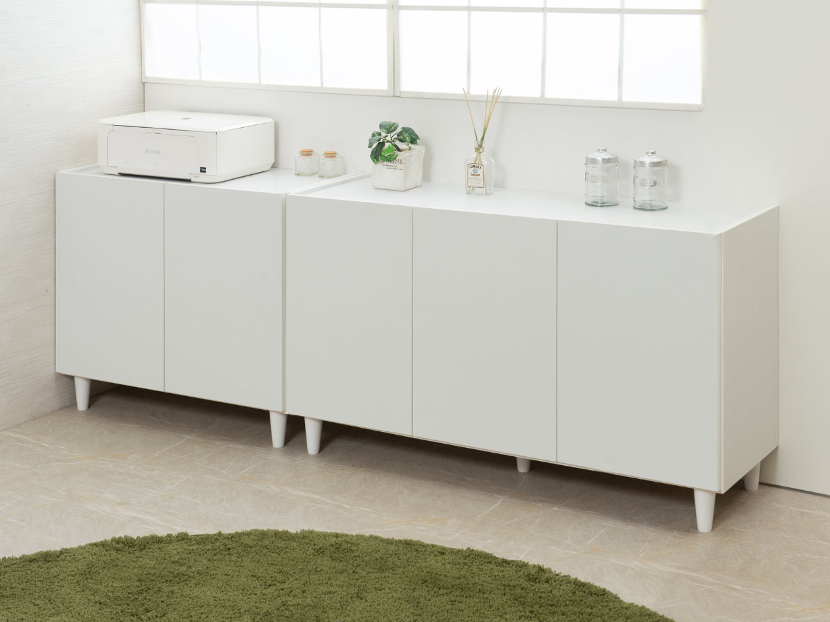 キャビネット 開き戸 2枚扉 フレンチシャビー 幅80cm （ 収納棚