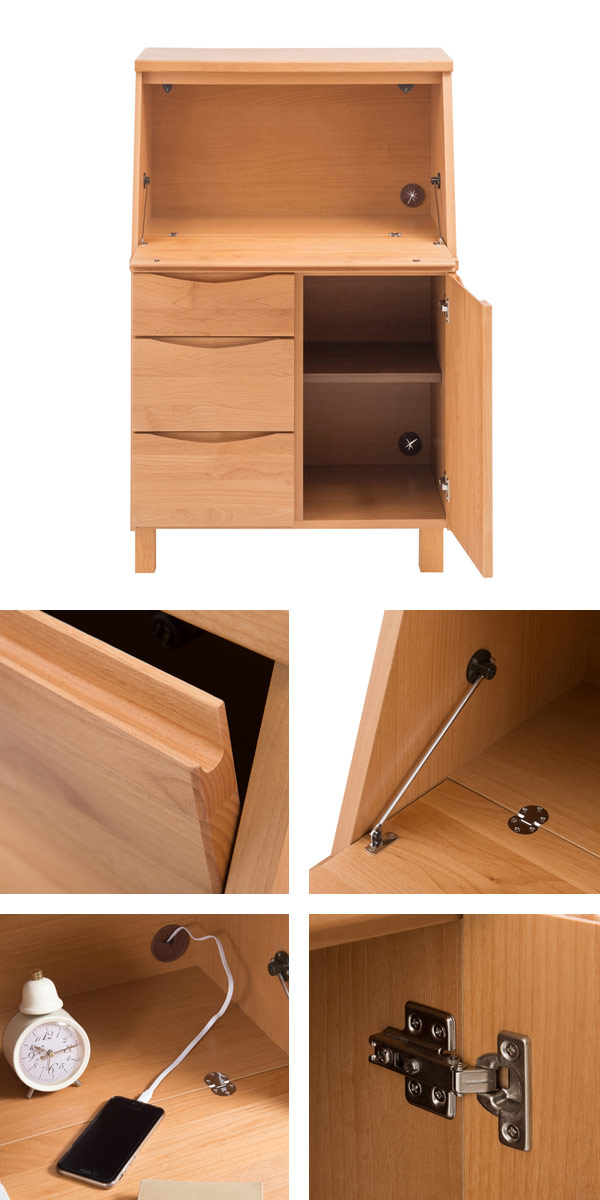 デスク パソコンデスク 幅70cm 木製 学習机 日本製 プリンター収納