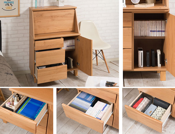 デスク パソコンデスク 幅70cm 木製 学習机 日本製 プリンター収納