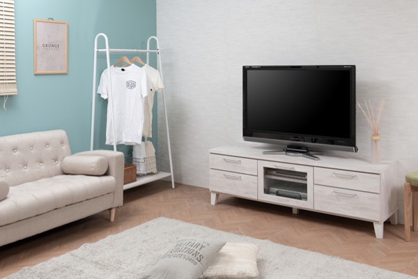 テレビ台 ローボード 北欧風 フラップガラス扉 約幅150cm （ テレビ