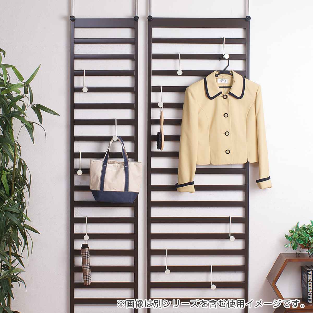 突っ張りラック パーテーション 幅60cm ブラウン （ 突っ張りラダー