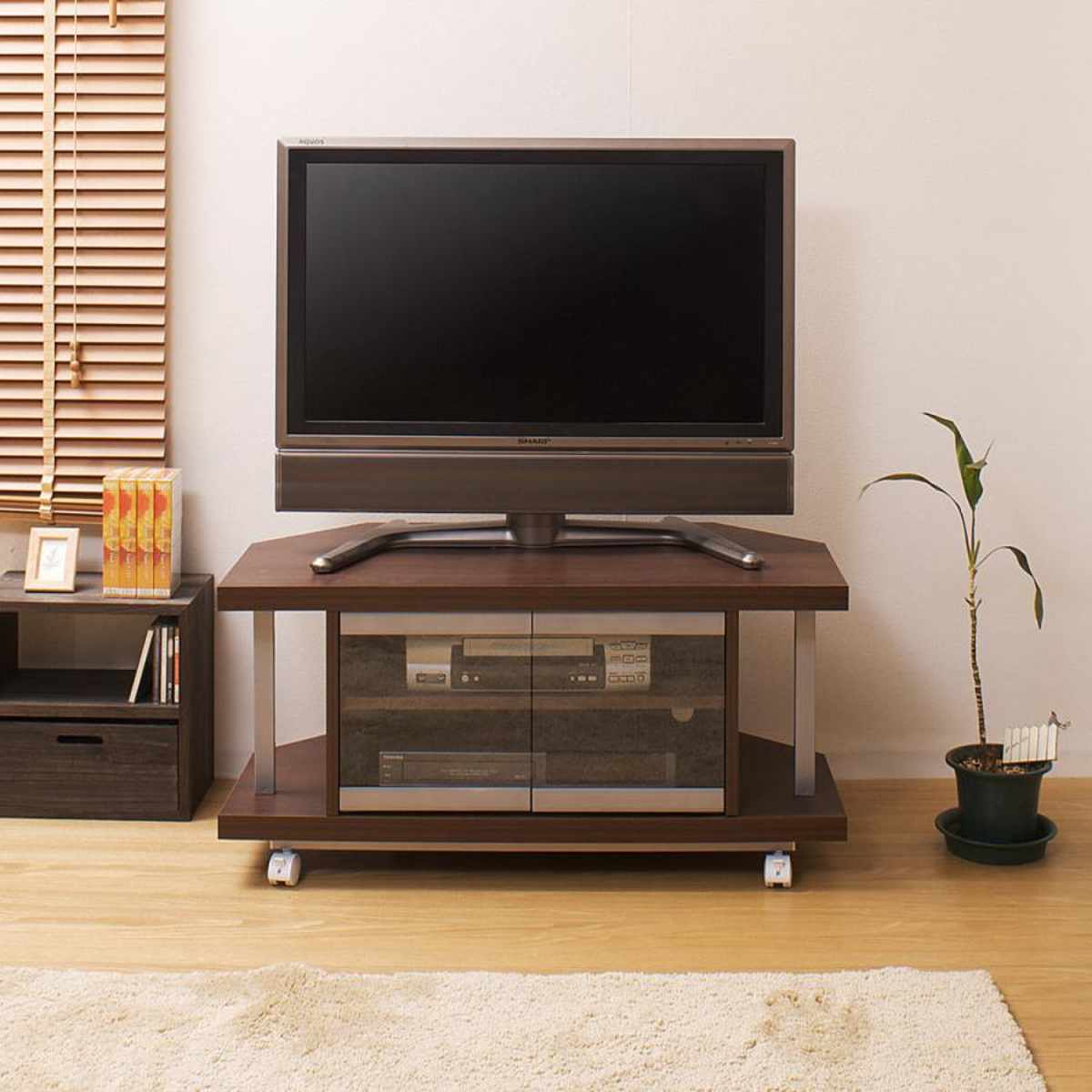 テレビ台 コーナータイプ 幅90cm 日本製 （ AV収納 TVラック 可動棚