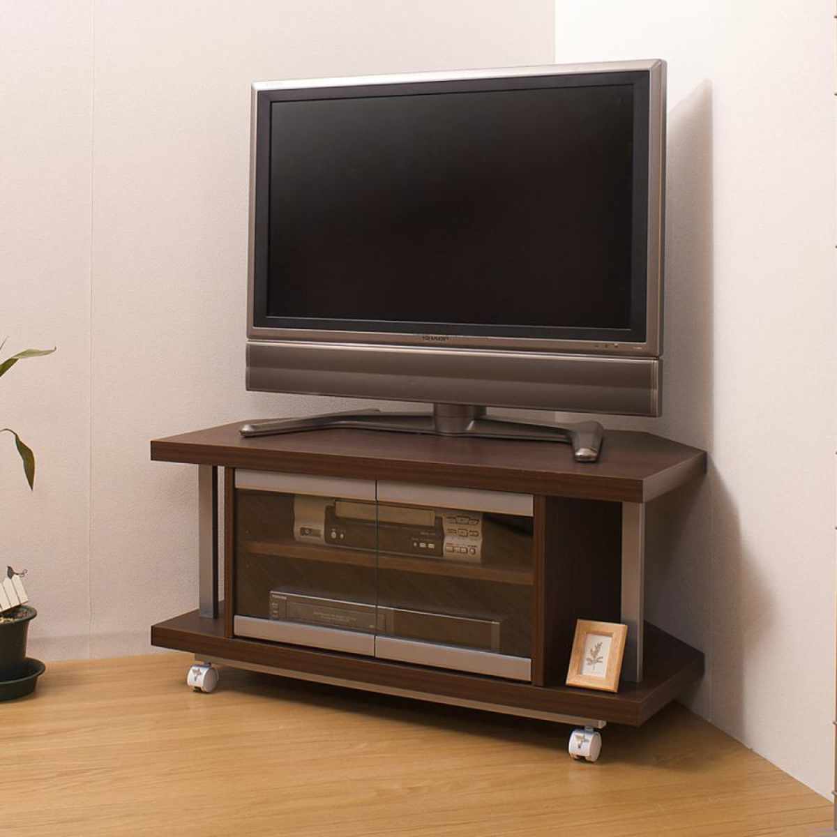 テレビ台　コーナー　こげ茶　ラック セット品 テレビ台 幅90cm 突っ張り コーナーラック 3段 日本製