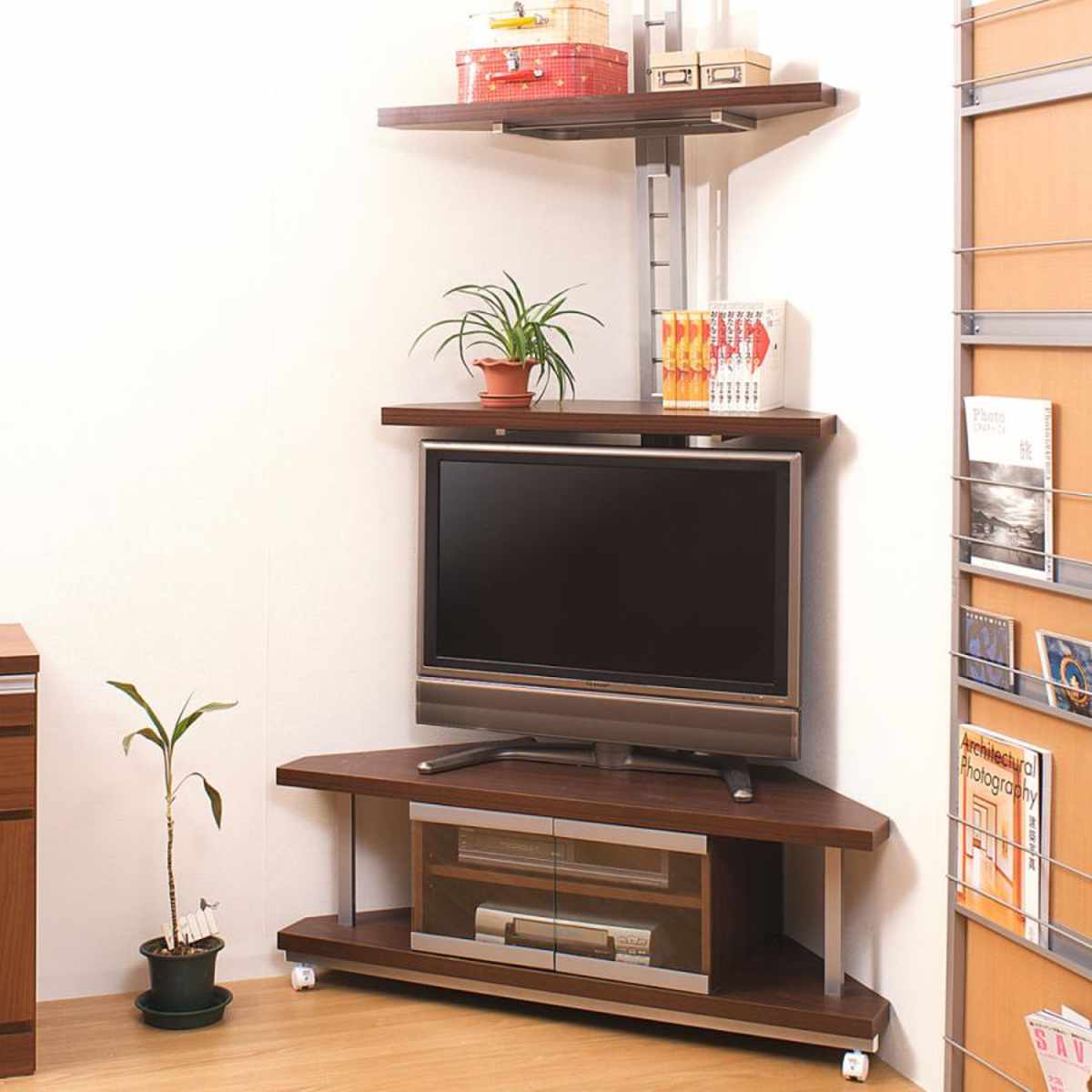 テレビボード テレビ台 棚 シェルフ コーナーラック シャビー インダストリアル セット品 テレビ台 幅120cm 突っ張り コーナーラック 2段 日本製
