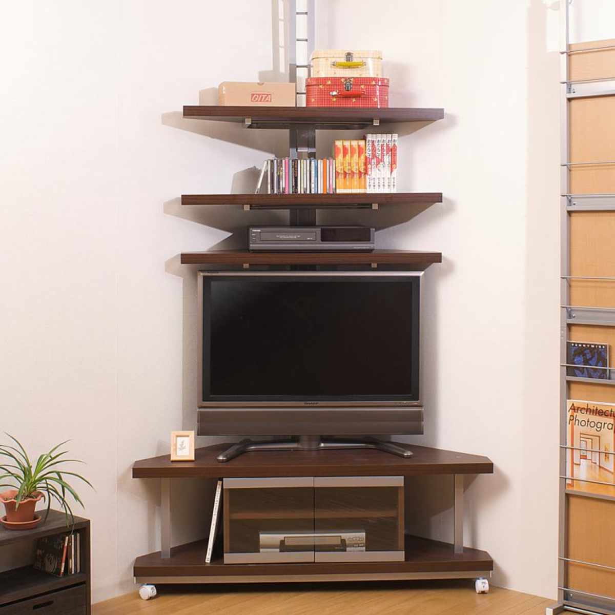 セット品 テレビ台 幅120cm 突っ張り コーナーラック 3段 日本製