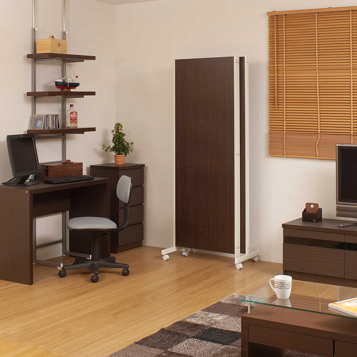 パーテーション キャスター付きパーテーション 2連 高さ145cm （ 自立