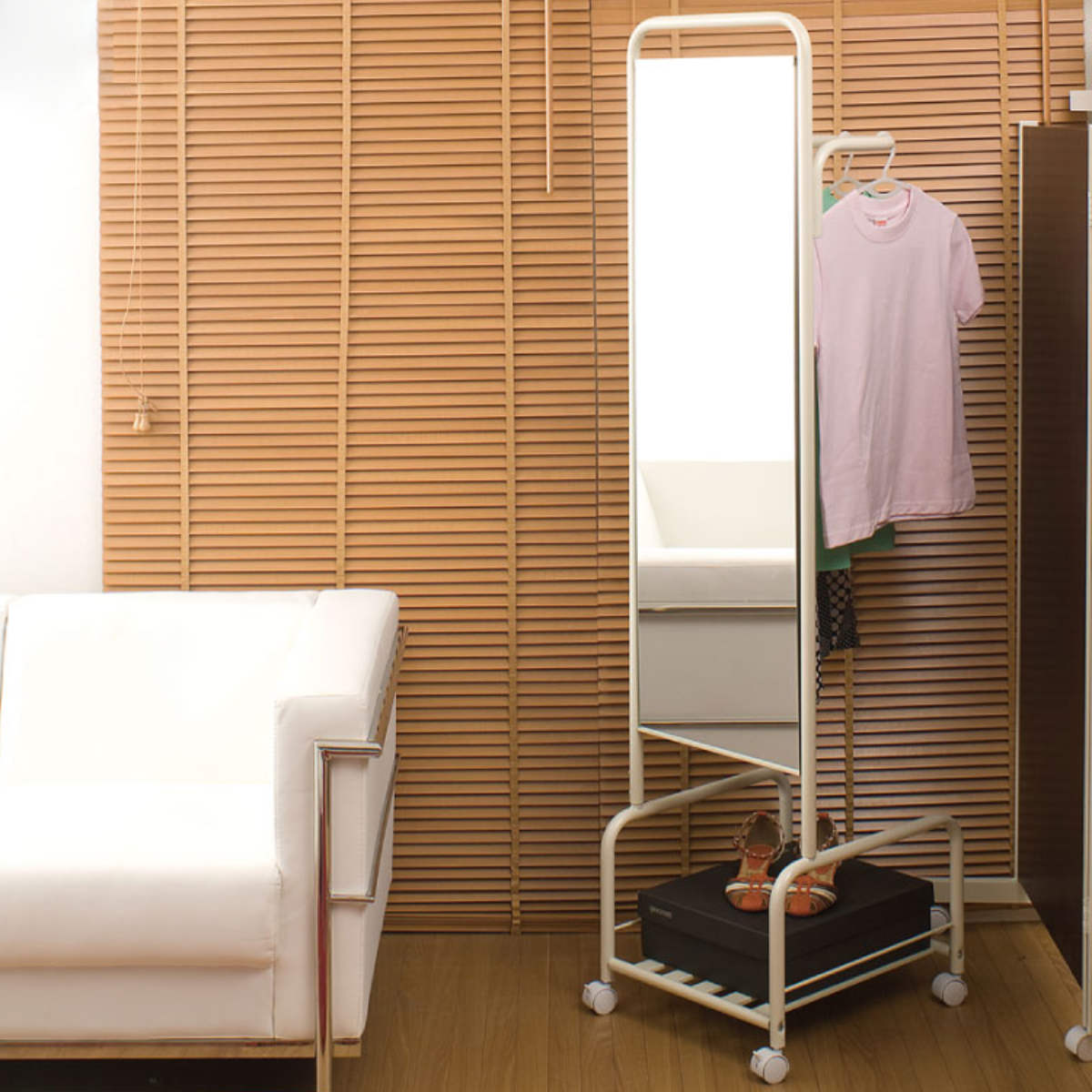 ミラーハンガー 幅41cm ハンガーラック キャスター付 日本製 （ ミラー