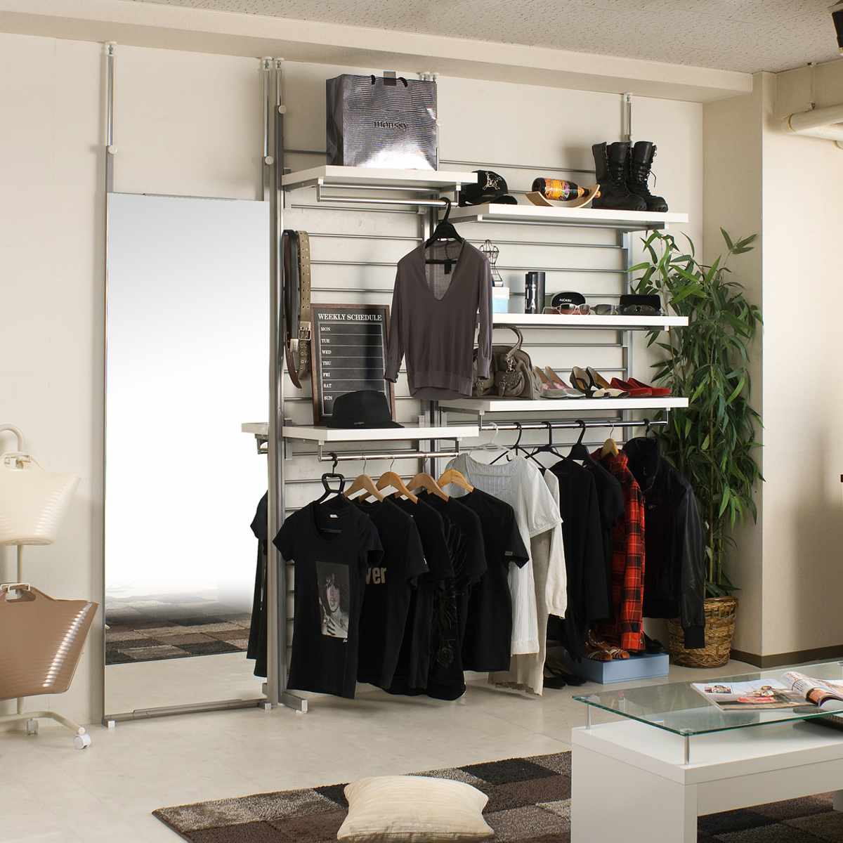 突っ張りハンガー63cm ロッカー （ 突っ張り ラック 壁面収納 突っ張り