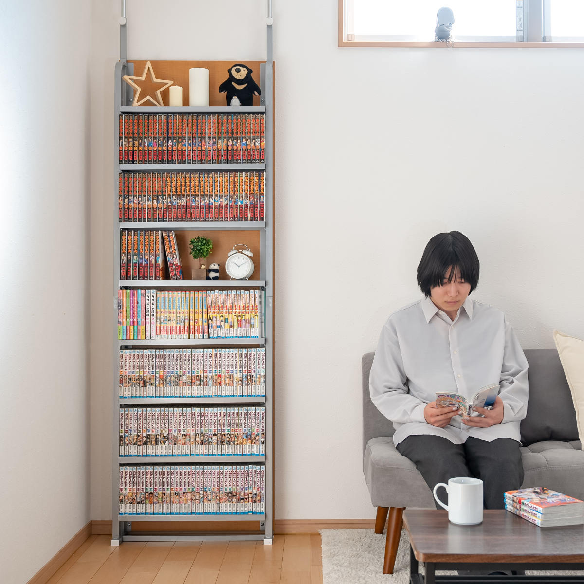 本棚 突っ張り パーテーション 幅60cm 8段 日本製 （ 衝立