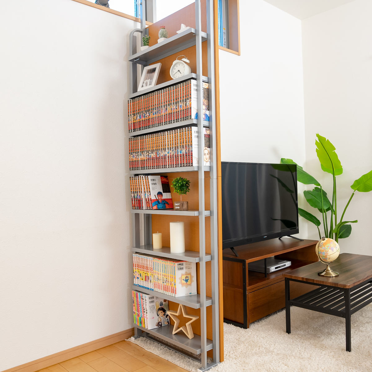 パーテーション　マガジンラック付き 新品未使用 本棚 突っ張り パーテーション 幅90cm 8段 日本製 （ 衝立