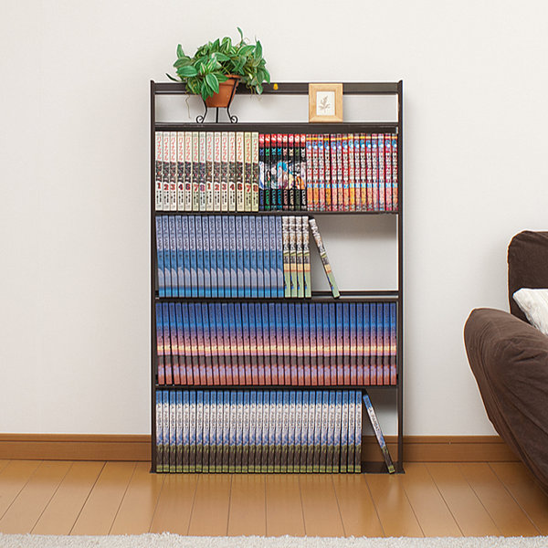 薄型 壁面収納 ミニコミックラック 幅59cm （ 本棚 オープンラック