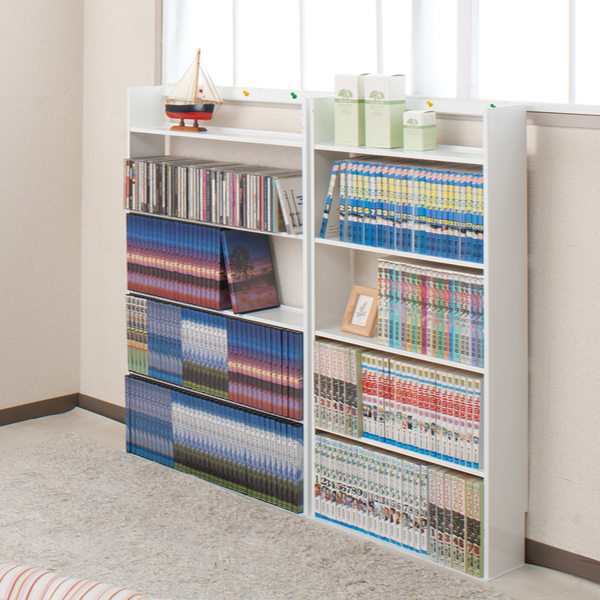 薄型 壁面収納 ミニコミックラック 幅59cm （ 本棚 オープンラック
