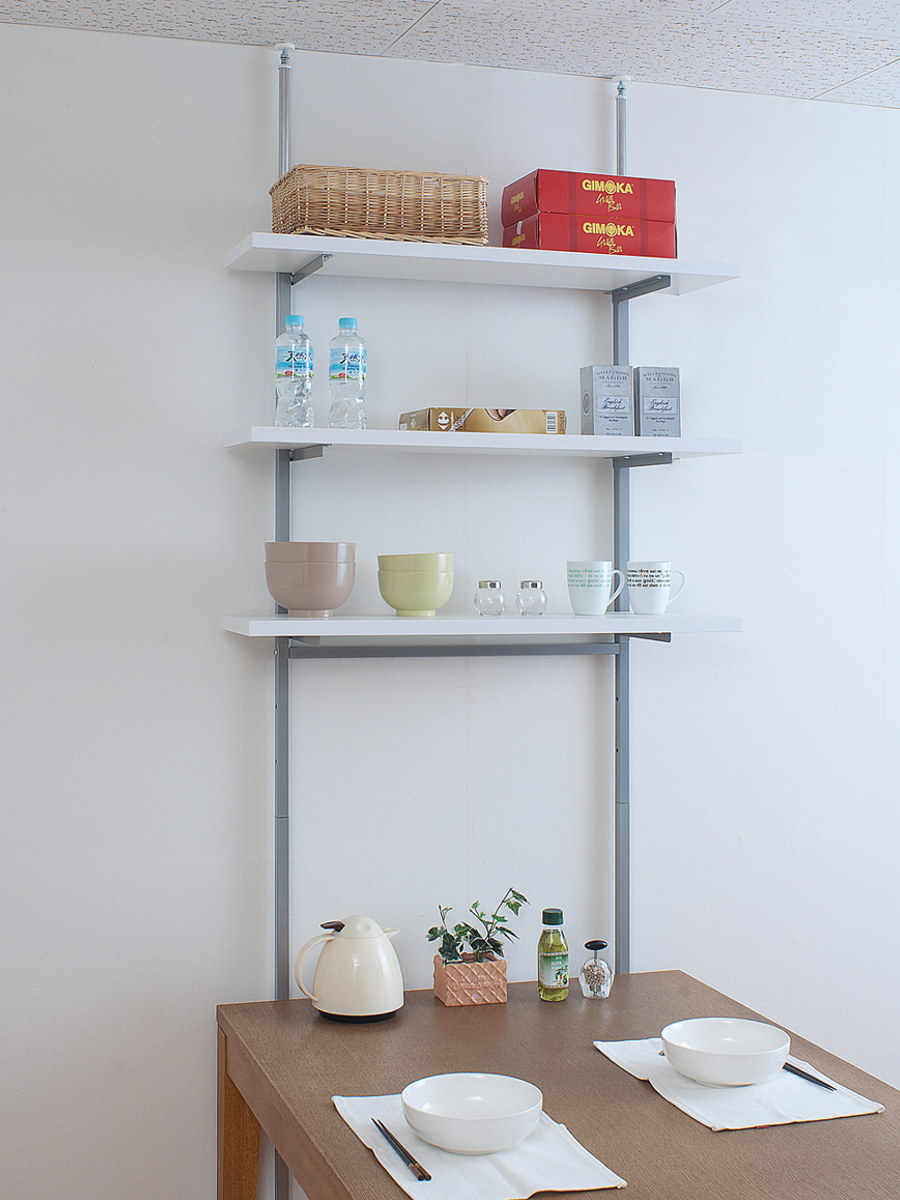 突っ張り 壁面収納ラック 幅60cm 棚板3枚 日本製 （ つっぱり棚 ラック