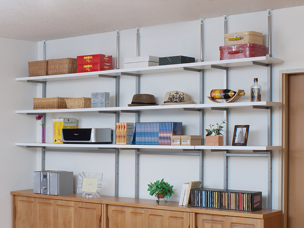 突っ張り 壁面収納ラック 幅90cm 棚板3枚 日本製 （ つっぱり棚 ラック