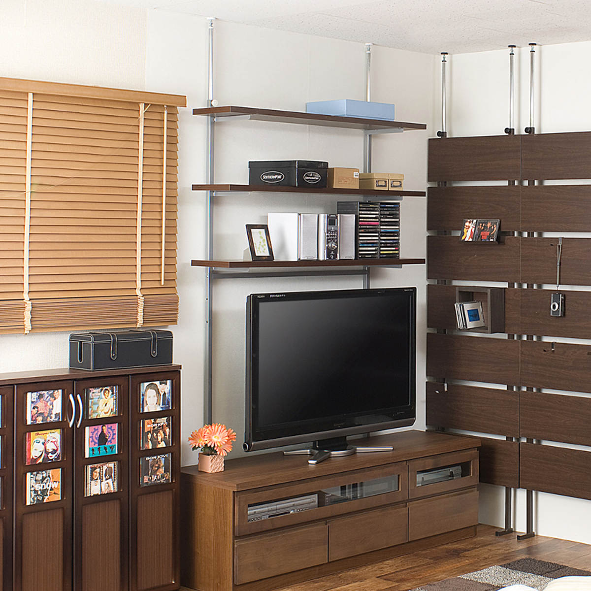 突っ張り 壁面収納ラック 幅120cm 棚板3枚 日本製 （ つっぱり棚