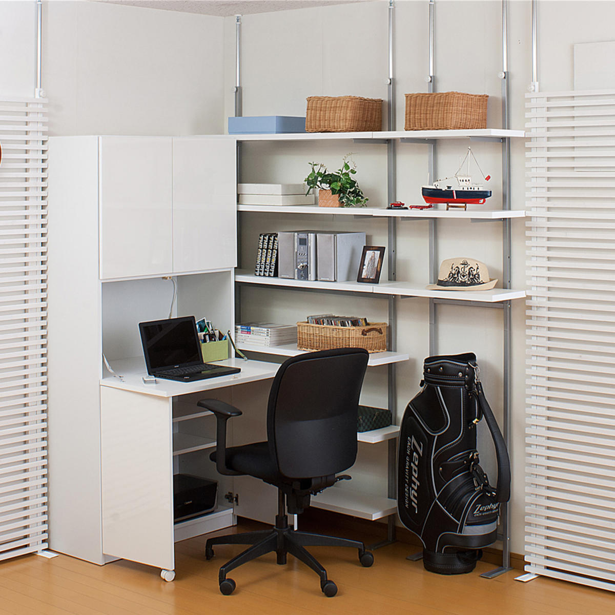 突っ張り 壁面収納ラック 幅120cm 棚板6枚 日本製 （ つっぱり棚