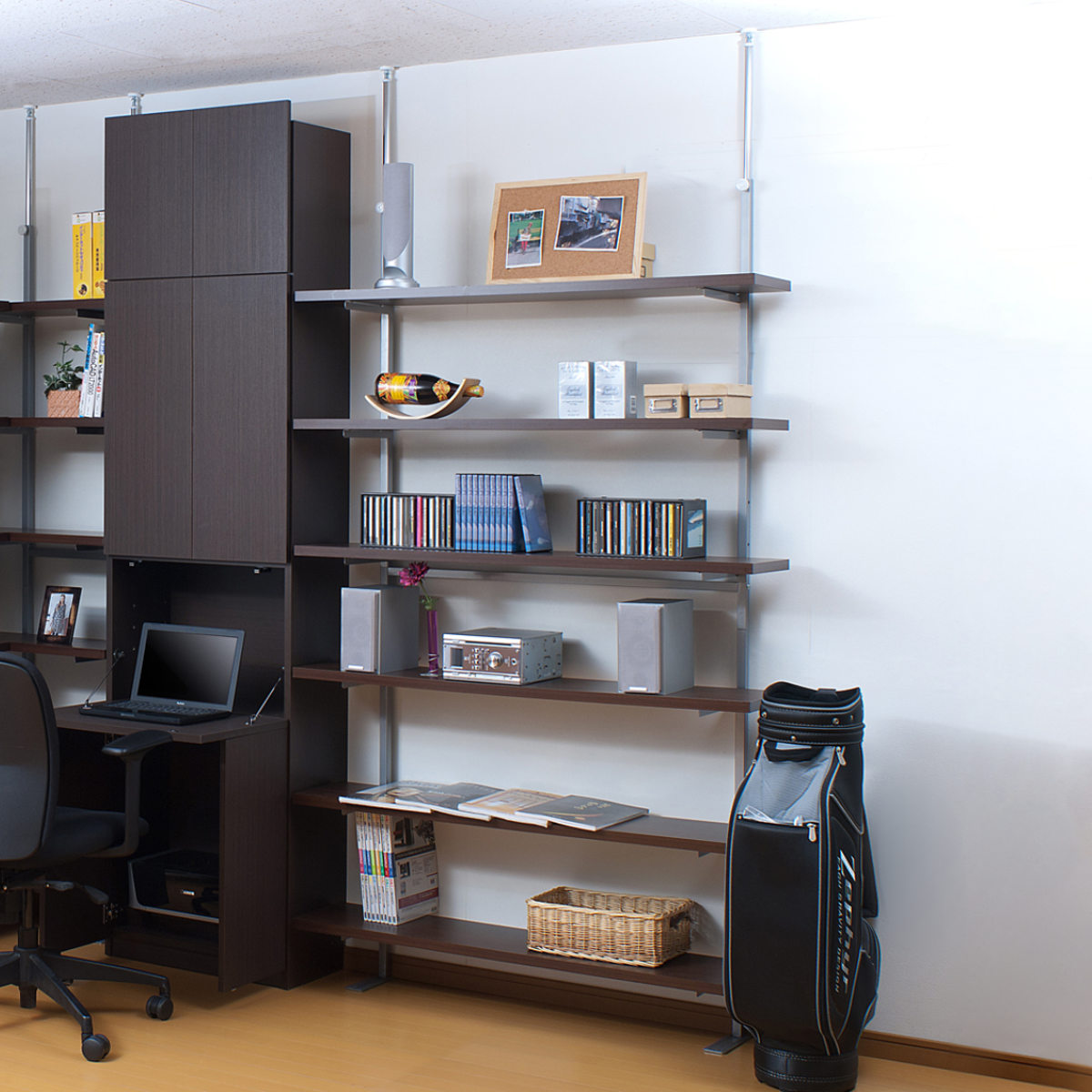 壁面収納ラック 日本製 突っ張り 壁面収納ラック 幅120cm 棚板6枚 日本製 （ つっぱり棚