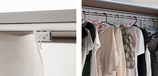 伸縮クローゼット 最大幅125cm ハンガーラック カーテン付き 日本製