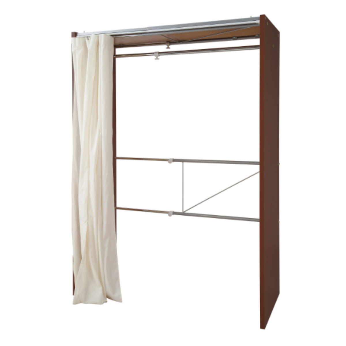 伸縮クローゼット 最大幅125cm ハンガーラック カーテン付き 日本製