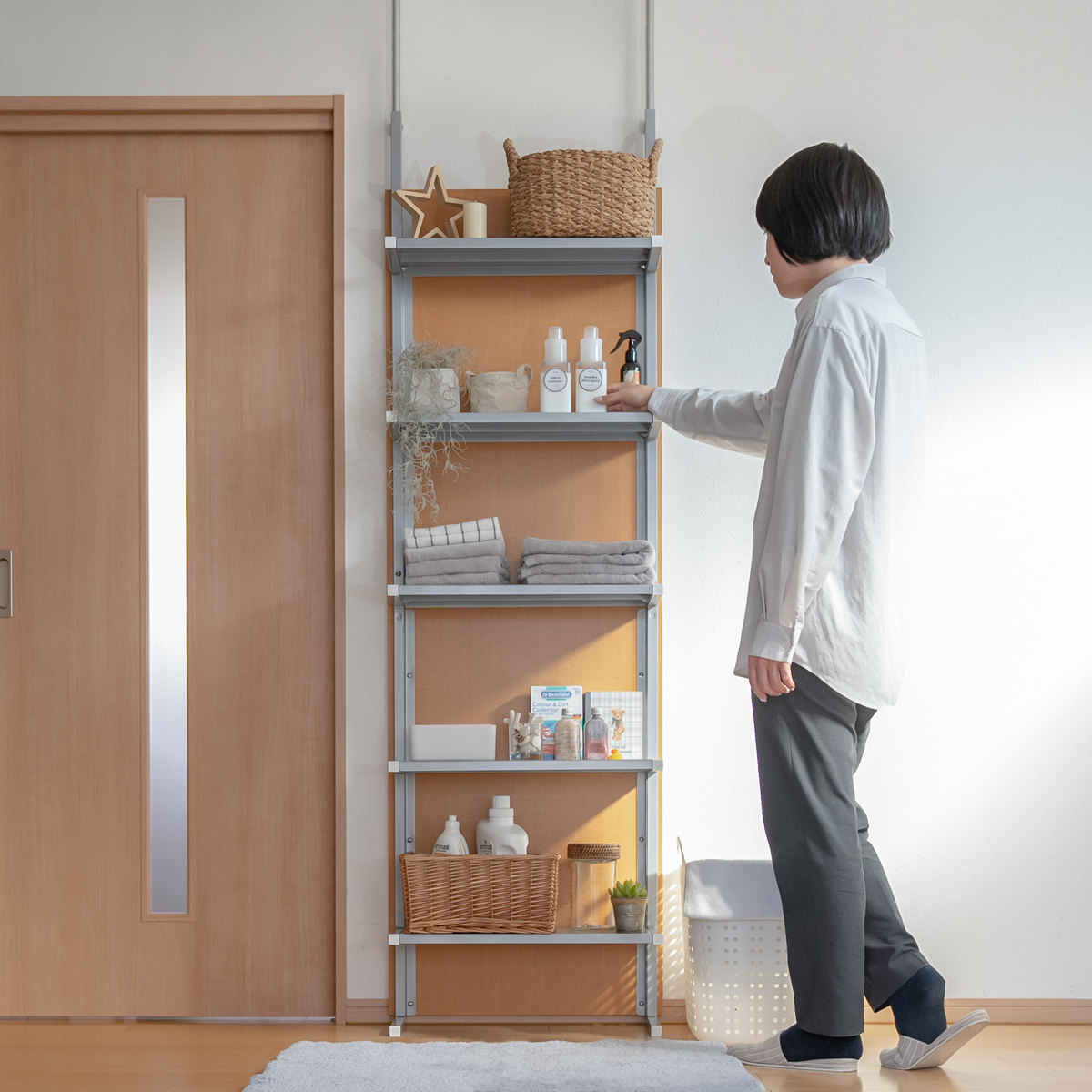 フリーラック 突っ張り パーテーション 幅60cm 5段 日本製 （ 収納