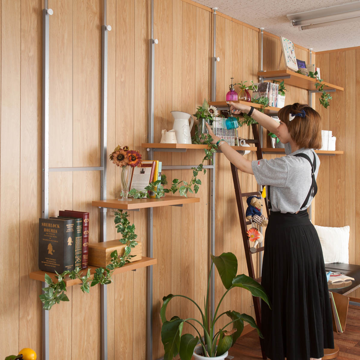 突っ張り ラック 幅60cm 棚板2段付き （ 壁面収納 突っ張りラック