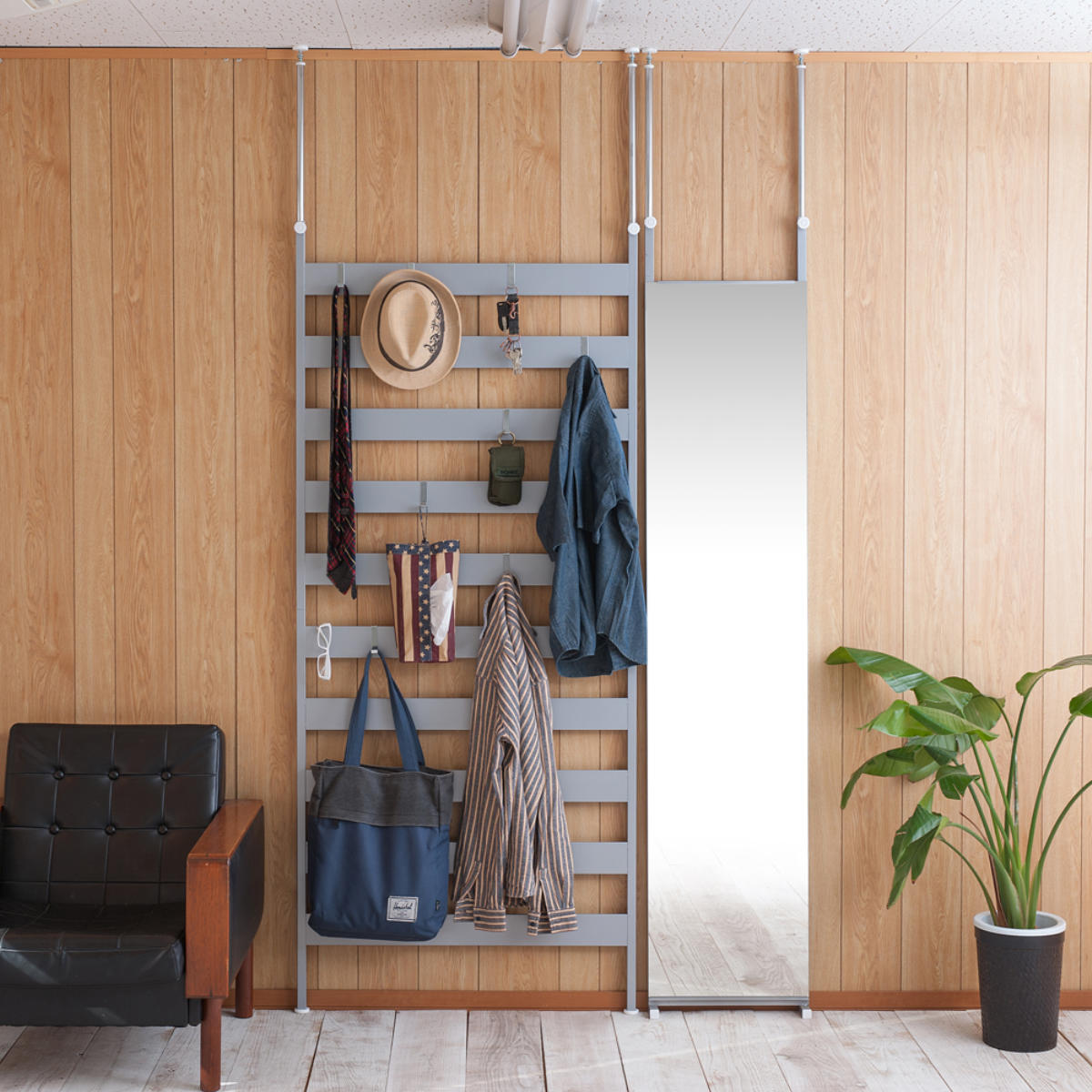 突っ張りラダーラック 突っ張りラック 幅広ラダーラック 幅86cm