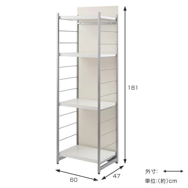 ラック 幅60cm 間仕切りラック 背面ミラーパネル （ 収納棚 収納ラック