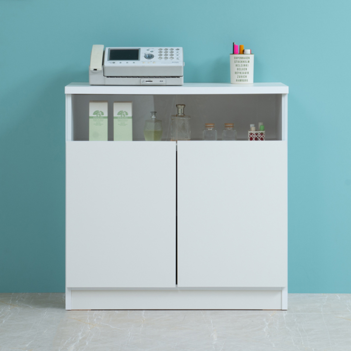 カウンター下収納 幅79cm 2枚扉 リビングキャビネット サイドボード