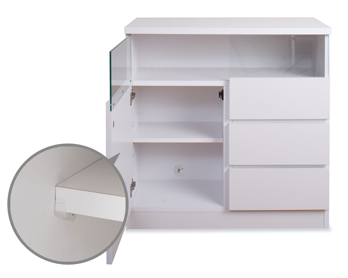 カウンター下収納 幅79cm 引出し3段 リビングキャビネット サイド