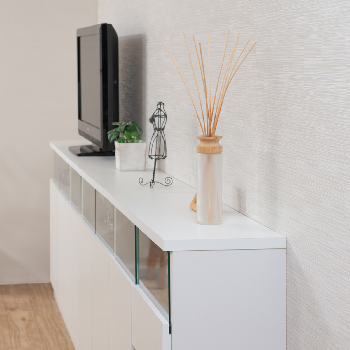 カウンター下収納 幅79cm 引出し3段 リビングキャビネット サイド