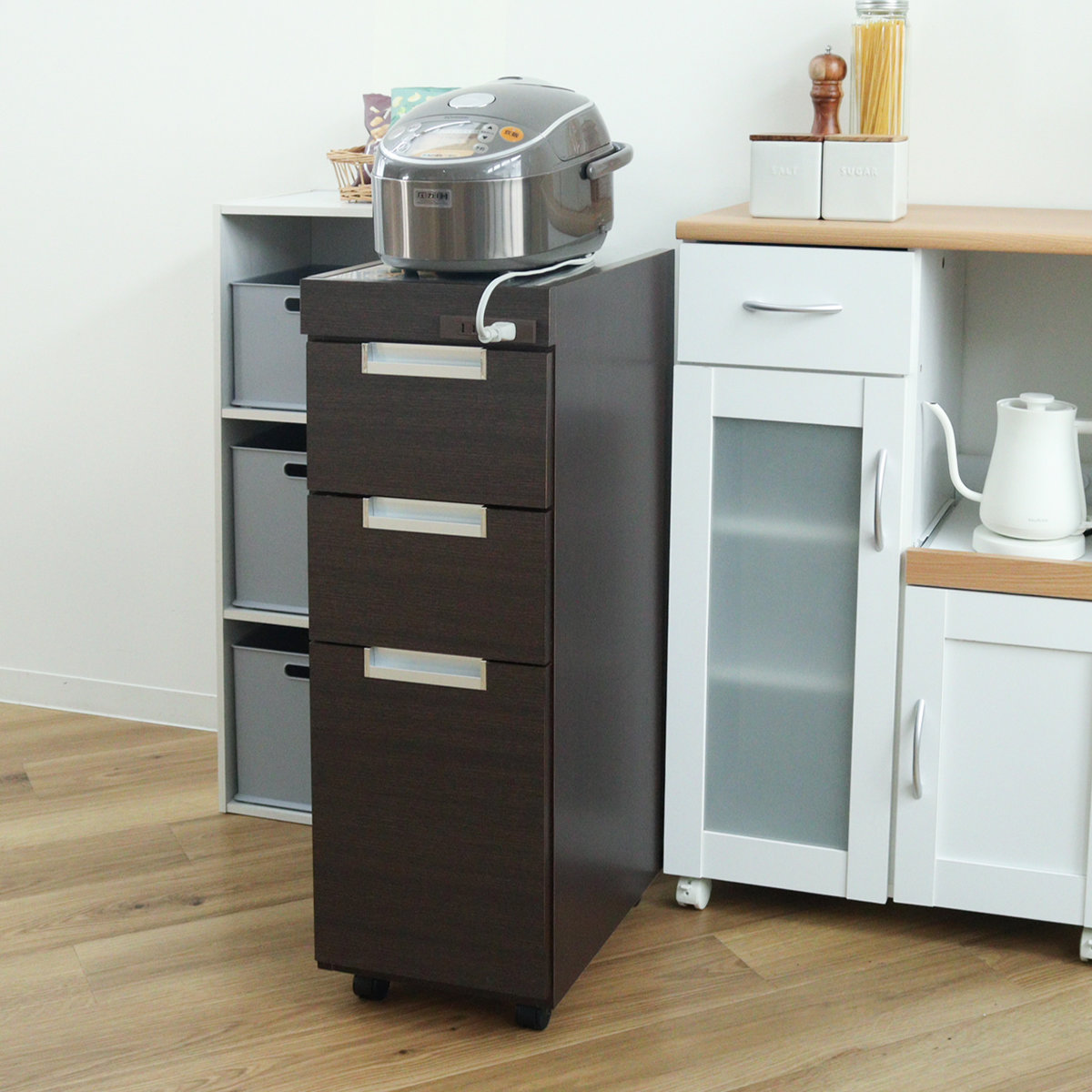 キッチンカウンター スリムカウンター ステンレストップ 幅25.5cm