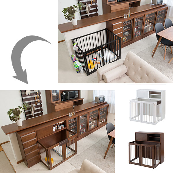 ペットケージ カウンター下収納 シンプルデザイン 約幅91cm （ 犬