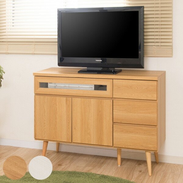 リビングボード 脚付 テレビキャビネット 幅110cm （ サイド