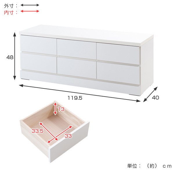 ベンチチェスト 2段 ローチェスト シンプル ホワイト 幅119.5
