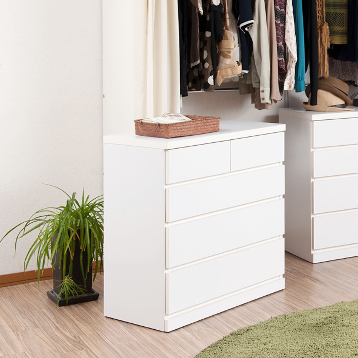 クローゼット収納 タンス 幅75cm 4段 奥行40cm キャスター付 日本製