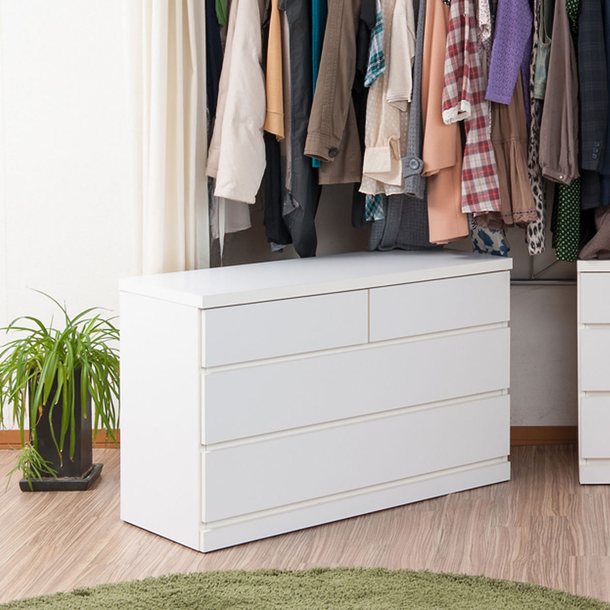 クローゼット収納 タンス 幅99.5cm 3段 奥行40cm キャスター付 日本製