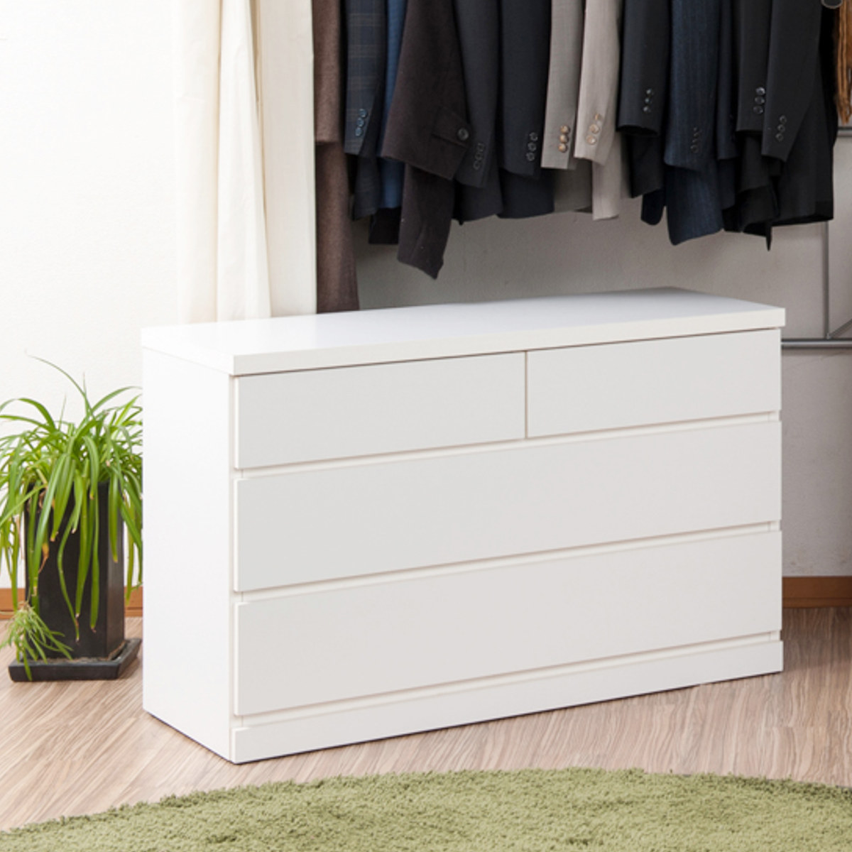 クローゼット収納 タンス 幅99.5cm 3段 奥行40cm キャスター付 日本製