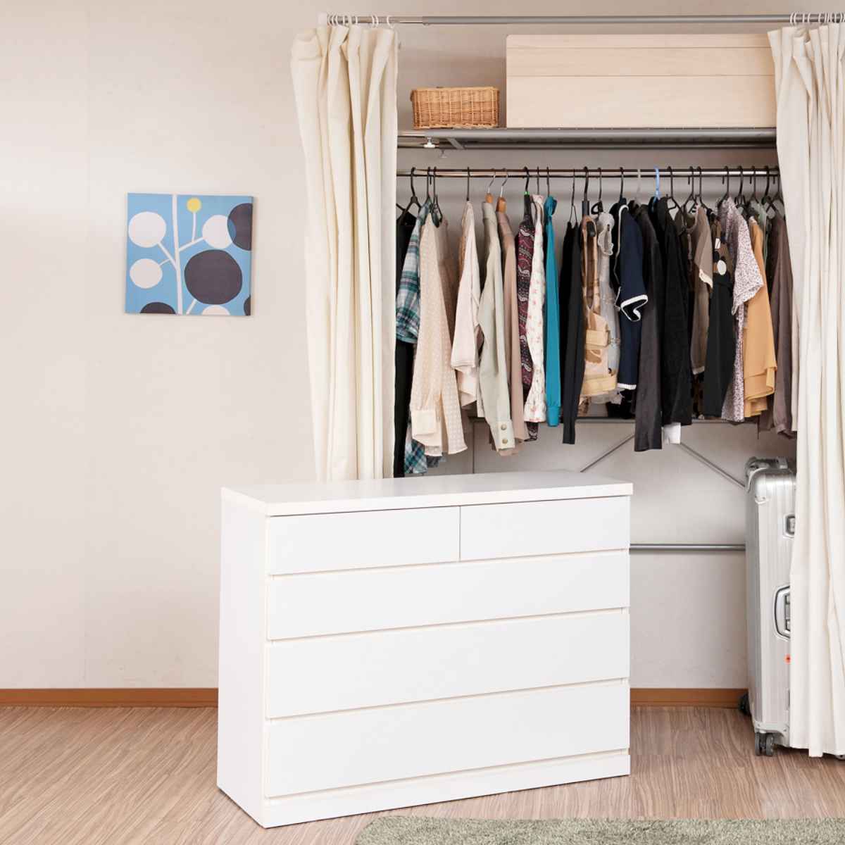 クローゼット収納 タンス 幅99.5cm 4段 奥行40cm キャスター付 日本製