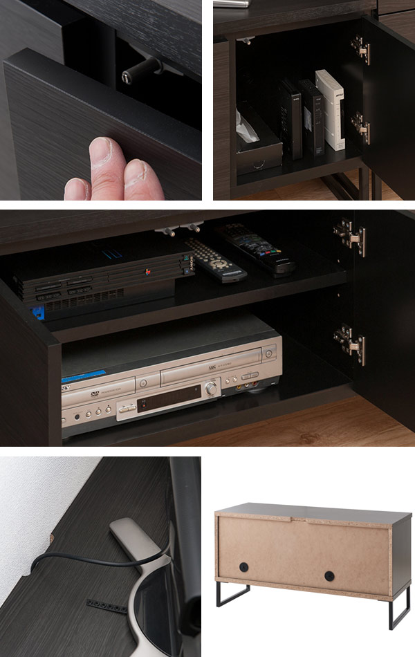 TVボード スクエアキャビネット ローボード スタイリッシュ 幅106cm