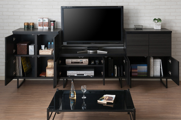 TVボード スクエアキャビネット ローボード スタイリッシュ 幅106cm