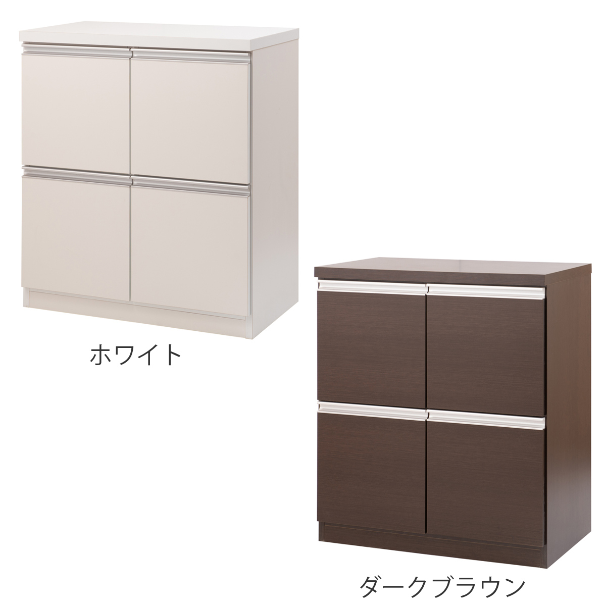 キャビネット 幅73cm 4枚扉タイプ 日本製 完成品 （ ラック スクエア