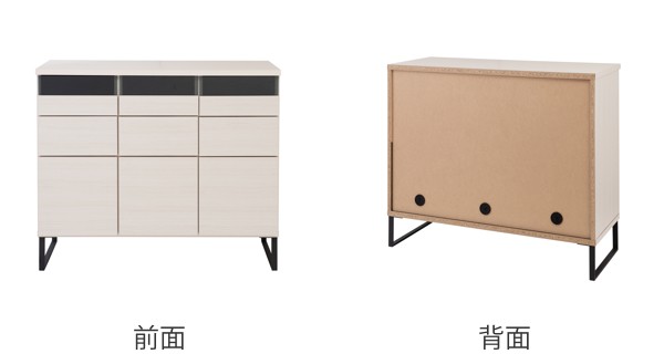 キャビネット 引出しタイプ スチール脚 モダンデザイン 日本製 幅106cm （ ラック スクエア 収納棚 リビングボード 日本製 完成品 ）_4
