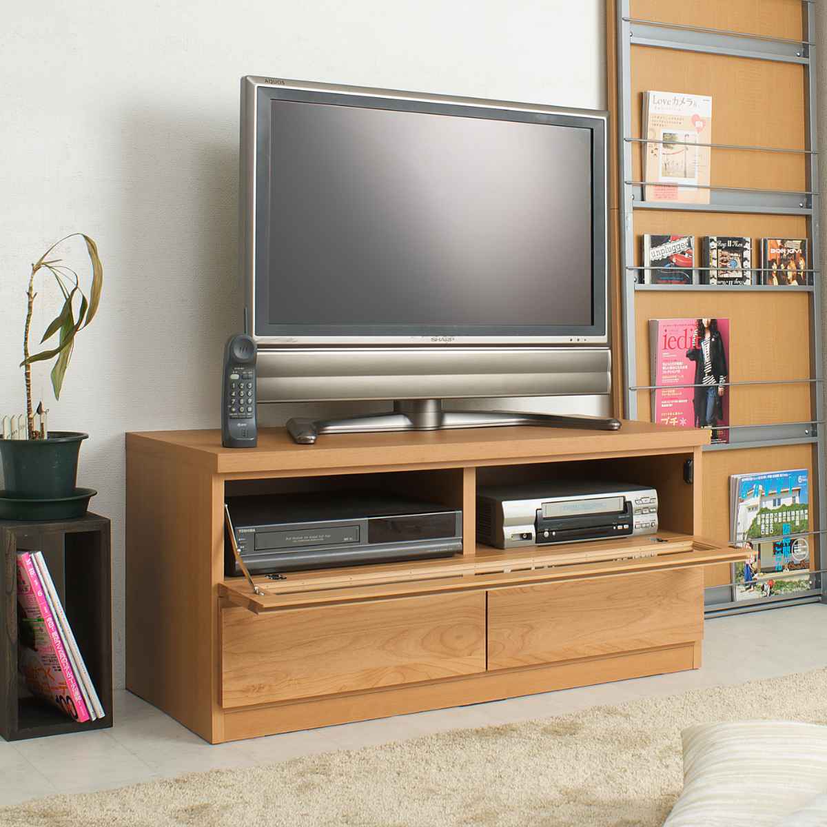 テレビ台 ローボード 天然木 アルダー前板 日本製 幅100cm （ TV台 TV