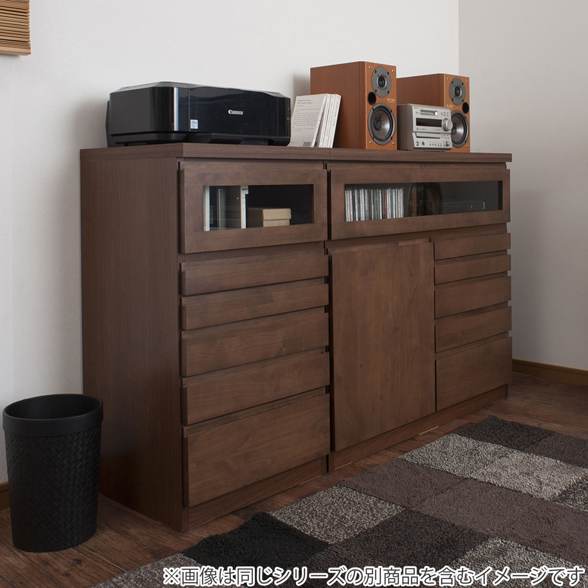 ファックス台 キャビネット 天然木アルダー チェスト 幅45cm （ 電話台