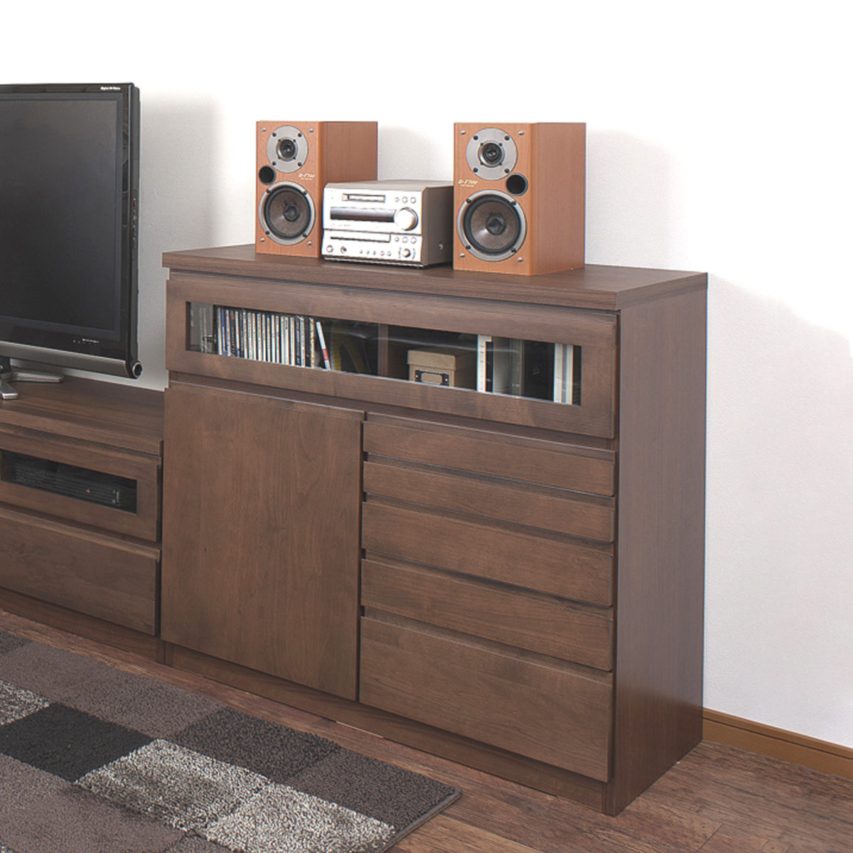 ファックス台 キャビネット 天然木アルダー チェスト 幅90cm （ 電話台