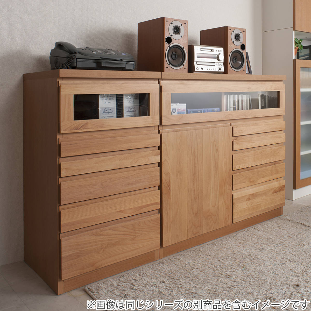 浜本工芸 ナラ材 電話台 チェスト チェスト キャビネット 引き出し収納