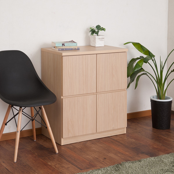 キャビネット 2段 スクエアキャビネット ロータイプ 板扉 幅70cm